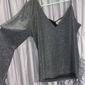 One shoulder sparkle top